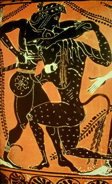 ミノタウロスと戦うテセウス