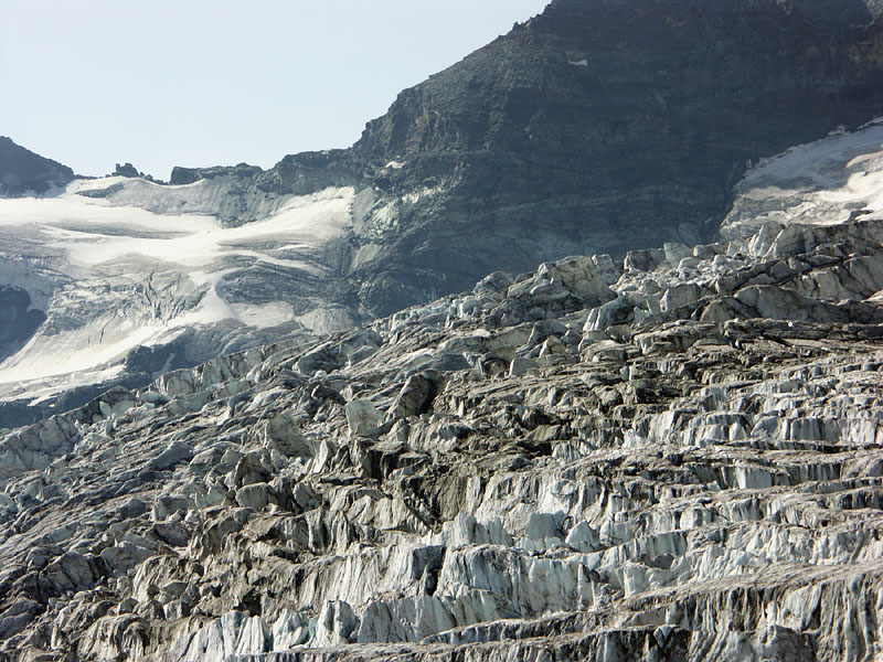 断層状に流れるフェー氷河
