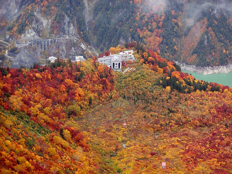 大観峰から見た紅葉の立山