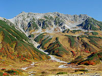 雷鳥沢から見た裾紅葉の立山連峰