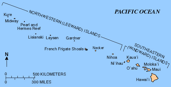 北西諸島と南東諸島から成るハワイ諸島