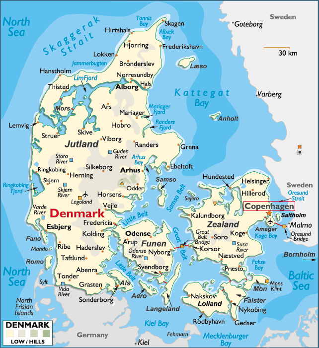 デンマークの地図