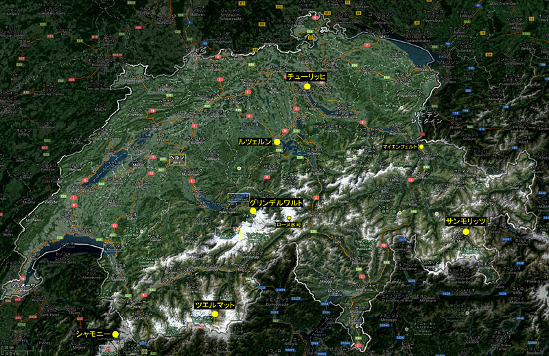 スイス全土のマップと観光地
