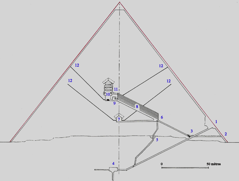 クフ王のピラミッド断面図