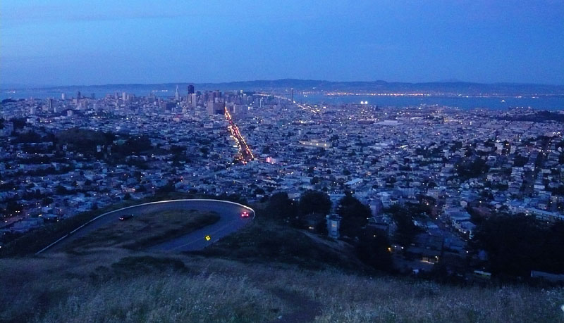 ツインピークスから見たサンフランシスコの夜景