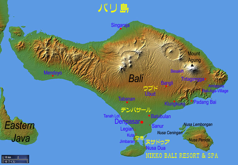 バリ島の地形図
