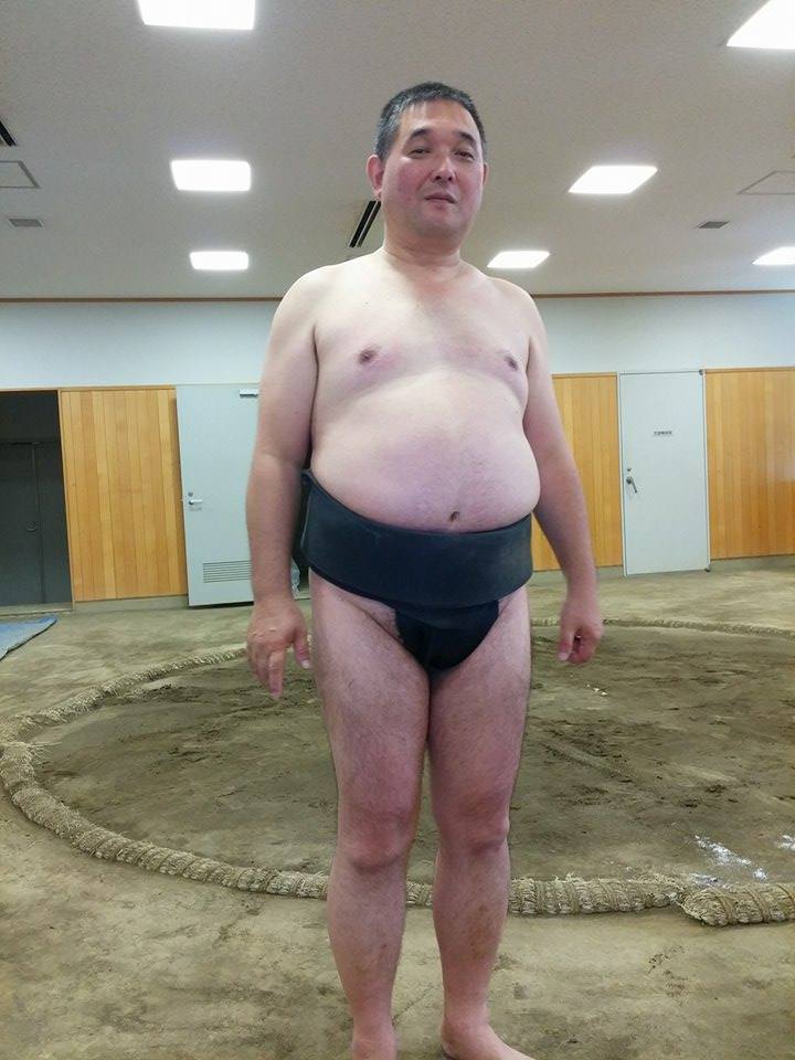Mr. Syojiro Yamasaki wearing mawashi the sumo fundoshi